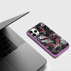 Чехол iPhone 11 Pro матовый Красные узоры, цвет: 3D-фиолетовый — фото 2