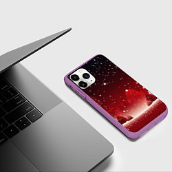 Чехол iPhone 11 Pro матовый Зимний берег реки с деревьями и льдом, цвет: 3D-фиолетовый — фото 2