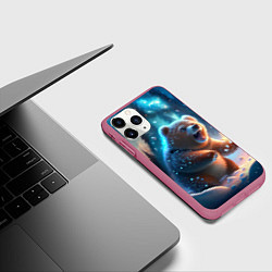 Чехол iPhone 11 Pro матовый Полярный мишка, цвет: 3D-малиновый — фото 2