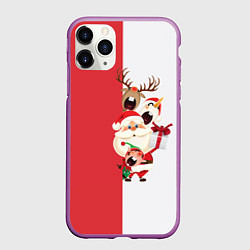 Чехол iPhone 11 Pro матовый Новогодние персонажи, цвет: 3D-фиолетовый
