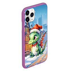 Чехол iPhone 11 Pro матовый Дракон зимний холод, цвет: 3D-фиолетовый — фото 2
