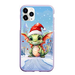 Чехол iPhone 11 Pro матовый Дракон зимние дни, цвет: 3D-светло-сиреневый