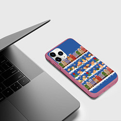 Чехол iPhone 11 Pro матовый Капибара зимой, цвет: 3D-малиновый — фото 2
