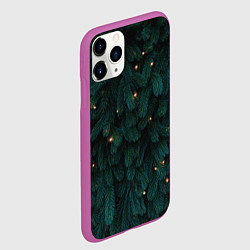 Чехол iPhone 11 Pro матовый Ёлка и гирлянды, цвет: 3D-фиолетовый — фото 2