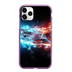 Чехол iPhone 11 Pro матовый Лед и пламя абстракция, цвет: 3D-фиолетовый