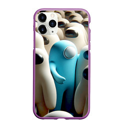 Чехол iPhone 11 Pro матовый Among us - ai art - video game, цвет: 3D-фиолетовый