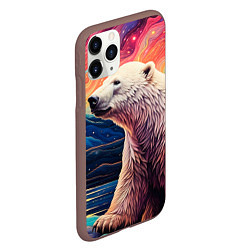 Чехол iPhone 11 Pro матовый Белый медведь на фоне северного сияния, цвет: 3D-коричневый — фото 2
