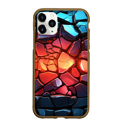 Чехол iPhone 11 Pro матовый Камни с красным свечением, цвет: 3D-коричневый