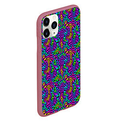 Чехол iPhone 11 Pro матовый Multicolored stripes, цвет: 3D-малиновый — фото 2