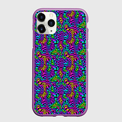 Чехол iPhone 11 Pro матовый Multicolored stripes, цвет: 3D-фиолетовый