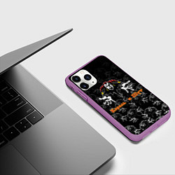 Чехол iPhone 11 Pro матовый Король и шут - паттерн, цвет: 3D-фиолетовый — фото 2