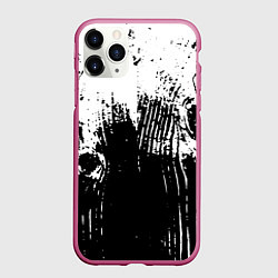 Чехол iPhone 11 Pro матовый Черно-белая абстракция гранж, цвет: 3D-малиновый
