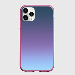 Чехол iPhone 11 Pro матовый Градиент синий фиолетовый голубой, цвет: 3D-малиновый