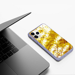 Чехол iPhone 11 Pro матовый Желто-белая абстракция, цвет: 3D-светло-сиреневый — фото 2