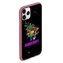 Чехол iPhone 11 Pro матовый Minecraft neon краски, цвет: 3D-малиновый — фото 2