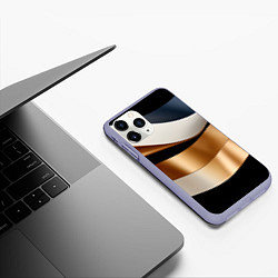 Чехол iPhone 11 Pro матовый Золотистые вставки абстракции, цвет: 3D-светло-сиреневый — фото 2