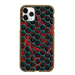 Чехол iPhone 11 Pro матовый Нано шестиугольник, цвет: 3D-коричневый