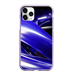 Чехол iPhone 11 Pro матовый Blue black abstract, цвет: 3D-светло-сиреневый