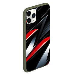 Чехол iPhone 11 Pro матовый Red black abstract, цвет: 3D-темно-зеленый — фото 2