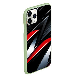 Чехол iPhone 11 Pro матовый Red black abstract, цвет: 3D-салатовый — фото 2