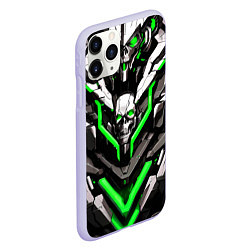 Чехол iPhone 11 Pro матовый Зелёный скелетный киберпанк доспех, цвет: 3D-светло-сиреневый — фото 2