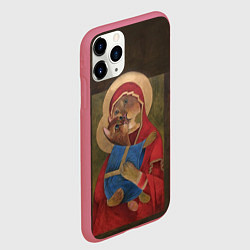 Чехол iPhone 11 Pro матовый Икона котоматери, цвет: 3D-малиновый — фото 2