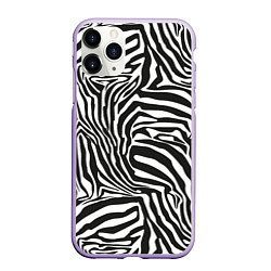 Чехол iPhone 11 Pro матовый Шкура зебры черно - белая графика, цвет: 3D-светло-сиреневый