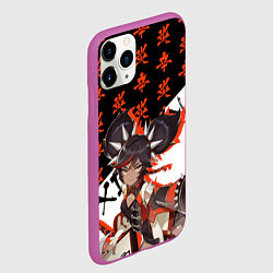 Чехол iPhone 11 Pro матовый Синь Янь иероглифы - Геншин Импакт, цвет: 3D-фиолетовый — фото 2