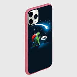 Чехол iPhone 11 Pro матовый Новогодний ти рекс, цвет: 3D-малиновый — фото 2
