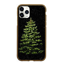 Чехол iPhone 11 Pro матовый Ель на темном фоне, цвет: 3D-коричневый
