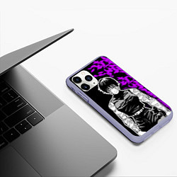 Чехол iPhone 11 Pro матовый Маки Зенин и фиолетовый огонь - Магическая битва, цвет: 3D-светло-сиреневый — фото 2