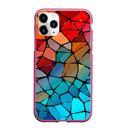 Чехол iPhone 11 Pro матовый Красно-синяя витражная мозаика, цвет: 3D-малиновый