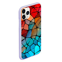 Чехол iPhone 11 Pro матовый Красно-синяя витражная мозаика, цвет: 3D-светло-сиреневый — фото 2