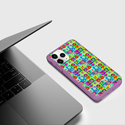 Чехол iPhone 11 Pro матовый Сердца и квадраты абстракция, цвет: 3D-фиолетовый — фото 2