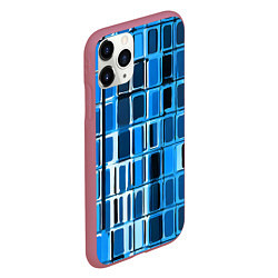 Чехол iPhone 11 Pro матовый Синие прямоугольники, цвет: 3D-малиновый — фото 2