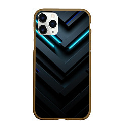 Чехол iPhone 11 Pro матовый Черный и синий фон с абстракцией, цвет: 3D-коричневый