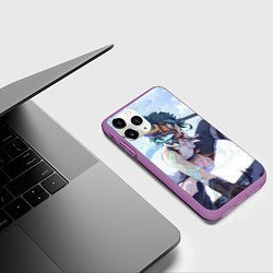 Чехол iPhone 11 Pro матовый Genshin Impact Сяо Xiao Mask, цвет: 3D-фиолетовый — фото 2