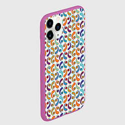 Чехол iPhone 11 Pro матовый Паттерн из симметричных фигур, цвет: 3D-фиолетовый — фото 2
