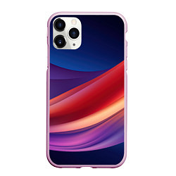 Чехол iPhone 11 Pro матовый Абстрактные синие волны, цвет: 3D-розовый