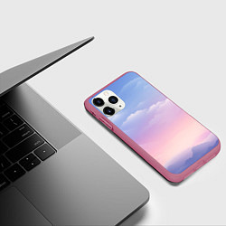 Чехол iPhone 11 Pro матовый Нежные краски неба, цвет: 3D-малиновый — фото 2