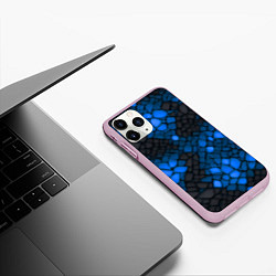 Чехол iPhone 11 Pro матовый Синий трескающийся камень, цвет: 3D-розовый — фото 2