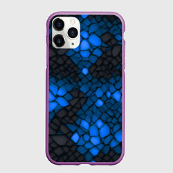 Чехол iPhone 11 Pro матовый Синий трескающийся камень, цвет: 3D-фиолетовый