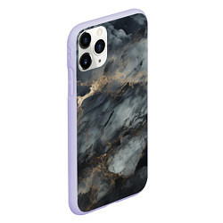 Чехол iPhone 11 Pro матовый Темно-серый мрамор, цвет: 3D-светло-сиреневый — фото 2