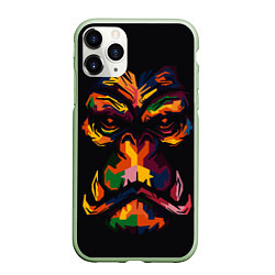 Чехол iPhone 11 Pro матовый Морда гориллы поп-арт, цвет: 3D-салатовый