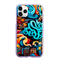 Чехол iPhone 11 Pro матовый Abstract graffiti - ai art, цвет: 3D-светло-сиреневый