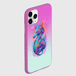 Чехол iPhone 11 Pro матовый Funny dragon - ai art, цвет: 3D-фиолетовый — фото 2