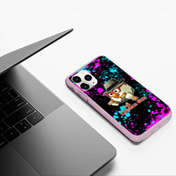 Чехол iPhone 11 Pro матовый Chicken gun - neon, цвет: 3D-розовый — фото 2