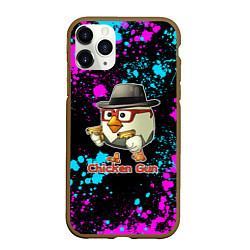 Чехол iPhone 11 Pro матовый Chicken gun - neon