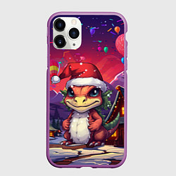 Чехол iPhone 11 Pro матовый Маленький новогодний милый дракон 2024, цвет: 3D-фиолетовый