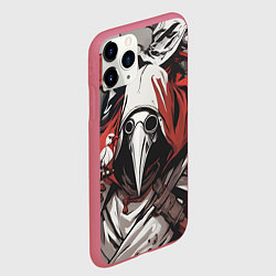 Чехол iPhone 11 Pro матовый Чумные доктора и птица, цвет: 3D-малиновый — фото 2